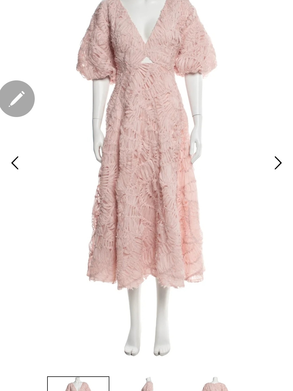 Aje Blush Pink Textured Maxi Dress with Puff Sleeves